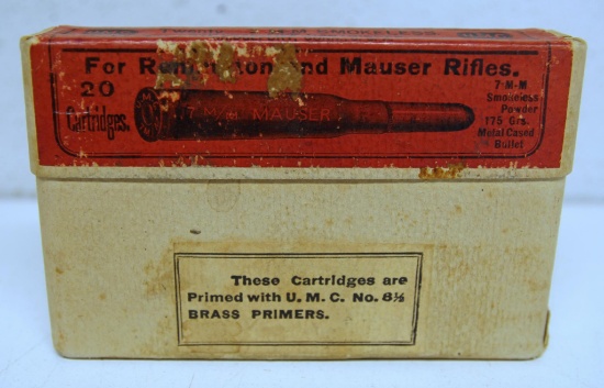 Full Vintage Two Piece Box Union Metallic Cartridge Co. 7 mm for Remington and Mauser Rifles