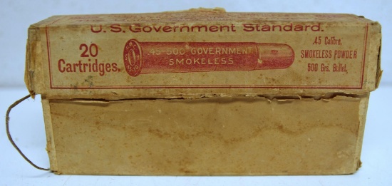 Full Vintage Two Piece Box UMC .45-500 Gov't...Cartridges Ammunition...
