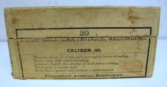 Full Vintage Two Piece Box Frankford Arsenal....45-70 Gov't...Cartridges Ammunition -...Box Dated 18