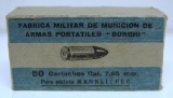 Full Vintage Box FM 7.65 mm Mannlicher Pistol Cartridges Ammunition...