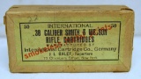 Full Vintage Two Piece Box International Cartridge Co. Germany .38 S&W Cartridges Ammunition...