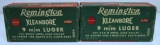 2 Full Vintage Boxes Remington 9 mm Luger 124 gr. Cartridges Ammunition...