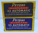 2 Full Vintage Boxes Peters .32 Automatic Cartridges Ammunition...