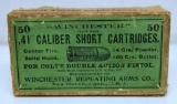 Partial Vintage Two Piece Box of 18 Winchester .41 Cal. Short Cartridges Ammunition for Colt's