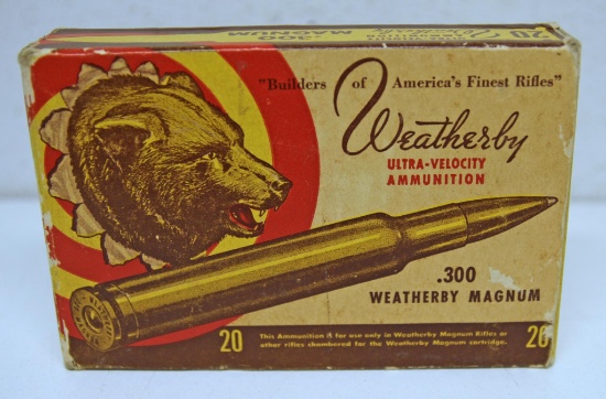Partial Vintage Weatherby Bear Box 11 Rds. .300 Weatherby Magnum Cartridges Ammunition...