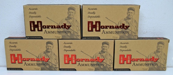 5 Full Boxes Hornady....338 Lapua...Match 250 gr. BTHP Cartridges Ammunition...