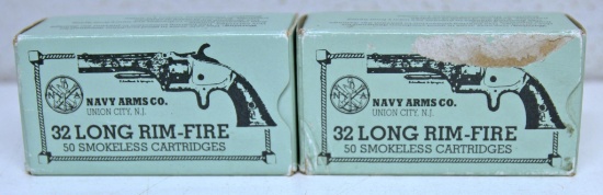 2 Full Boxes Navy Arms .32 Long Rim Fire Cartridges Ammunition...
