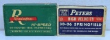 2 Vintage Full Boxes .30-06 Springfield Cartridges Ammunition - Peters 180 gr., Remington 180 gr.