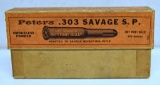 Full Vintage Two Piece Box Peters .303 Savage SP Cartridges Ammunition - 19 Peters, 1 D.C. Co....