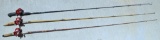3 Level Wind Reels on 2 Piece 6 Ft. Rods - Abu Garcia Ambassador 6000, 2 Abu Garcia Ambassador 5000