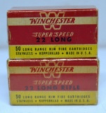 2 Full Vintage Boxes Winchester Super Speed .22 Long and .22 LR Cartridges Ammunition...