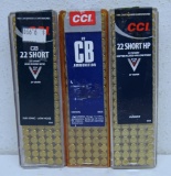 2 Full Plastic Boxes of 100 CCI .22 Short CB Low Noise and 1 Full Plastic Box of 100 CCI .22 Short