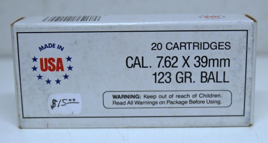 Full Box Winchester 7.62 x 39 mm 123 gr. Ball Cartridges Ammunition...