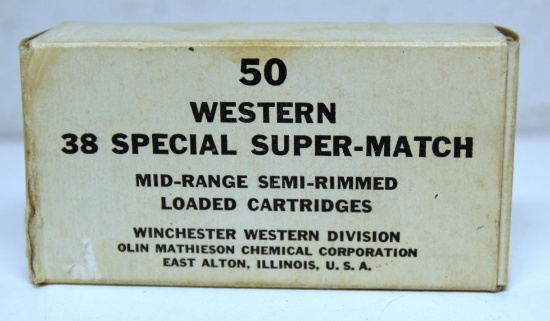Full Vintage Box Western .38 Special Super-Match Mid-Range Semi-Rimmed Cartridges Ammunition...