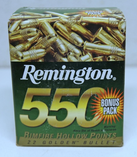 Full 550 Round Box Remington High Velocity .22 LR HP Cartridges Ammunition...