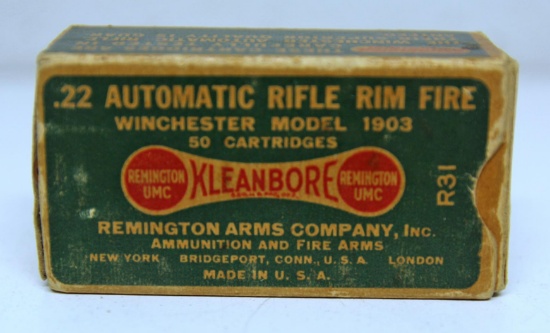 Full Vintage Remington Dog Bone Box .22 Automatic for Winchester Model 1903 Cartridges Ammunition,