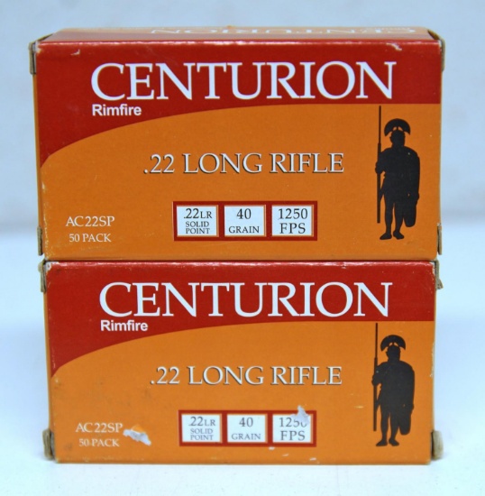 Two Full Boxes Centurion .22 LR High Velocity Cartridges Ammunition...