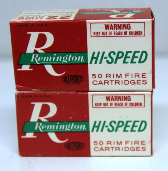 Two Full Vintage Boxes Remington Hi-Speed .22 LR Hollow Point Cartridges Ammunition...