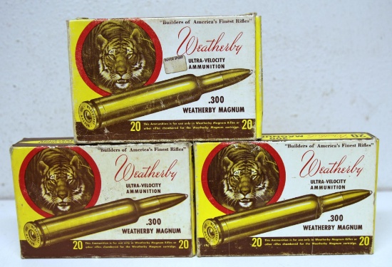 Full Vintage Weatherby Tiger Box .300 Weatherby Magnum 180 gr. and Partial Box 4 and Partial Box 3