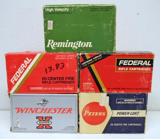 Three Different Full and 2 Partial Boxes Brass .25-06 Rem. Cartridges Ammunition - Winchester