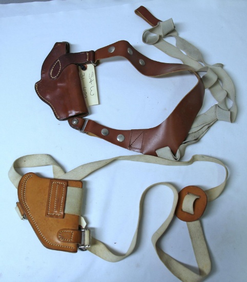 Myers Made Shoulder Holster Marked 55 16 and S&W Leather Shoulder Holster Marked 31 489...