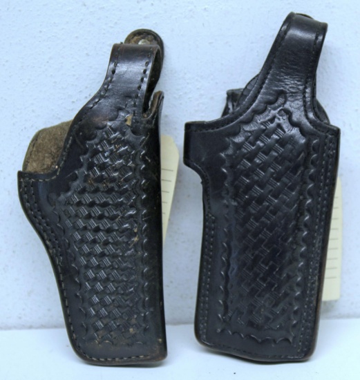 Two Black Basketweave Leather Holsters - 1 Marked Tex Shoemaker & Sons w/34 TBN and Other Marked 509
