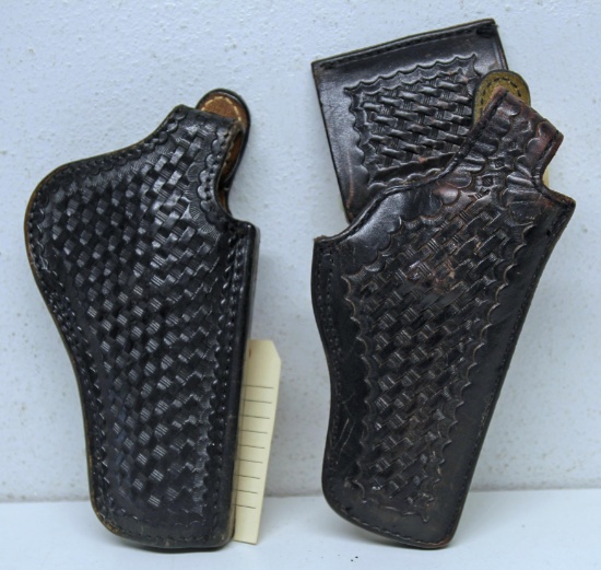 Two Different Black...Basketweave Leather Holsters - 1 Safariland Marked 229 C87 and underneath L/C