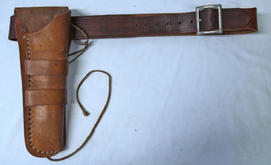 Unmarked Leather Holster and Cartridge Belt...