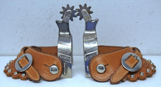 Kelly Silver Overlay Cowboy Spurs with Larry Whitham Leathers...