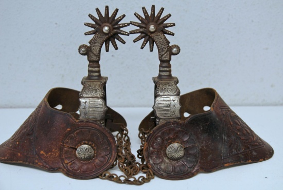 Nice Silver Inlay Cowboy Spurs Marked G S Garcia...
