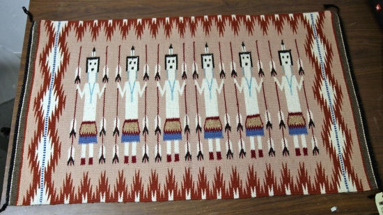 Navajo Woven Rug, Tag From Center For Anthropological Studies Albuquerque, New Mexico which States