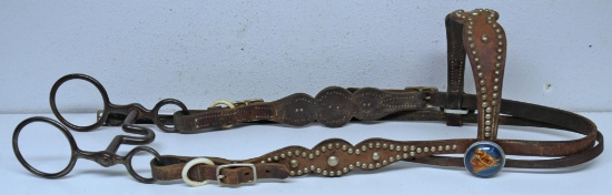 Fancy Spotted Bridle with Globe Bit and Horse Rosettes...