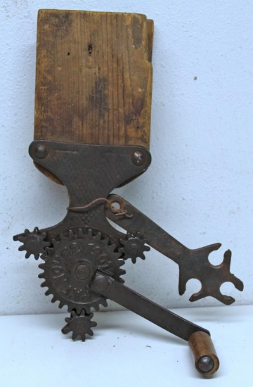 Antique Primitive Rope Maker includes Wrench, Marked on Cast Iron Gear Pat. Nov. 12, 1901...