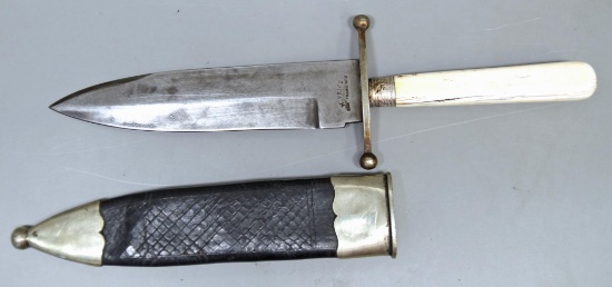 "California Bowie" - Very Nice M. Price, San Francisco, California Bowie Knife with Sheath, Ivory