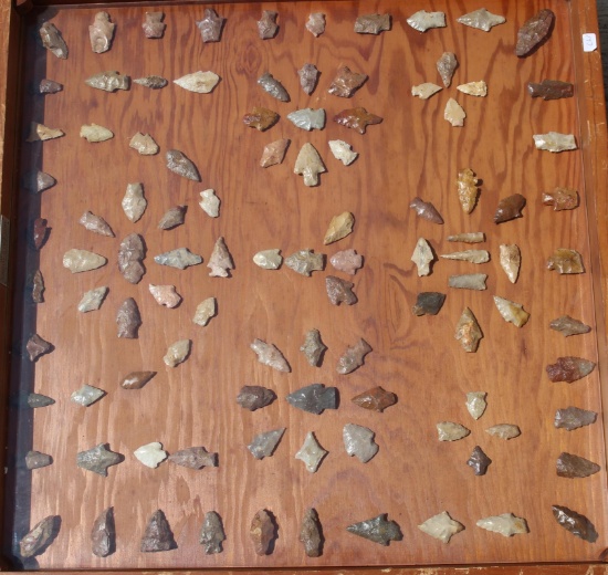 Frame of Prehistoric Native American Indian Arrowheads and Tools from the W.R. (Uncle Billy) Newman
