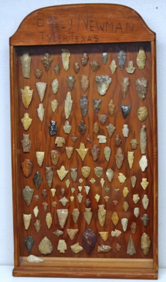 Frame of Prehistoric Native American Indian Arrowheads and Tools from the W.R. (Uncle Billy) Newman