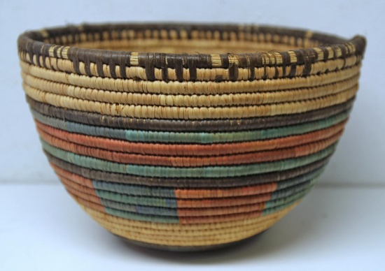 Pima Native American Indian Woven Basket, 10" x 6"...