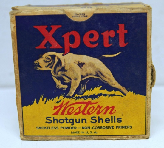 Full Vintage Box Western Xpert...U.S. Property 12 Ga. 00 Buckshot Shotshells Ammunition...