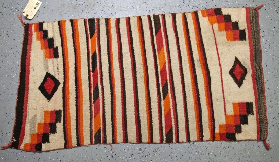 Native American Indian Navajo Woven Rug, Wide Ruins Pattern, Circa 1930's, 51" x 28"