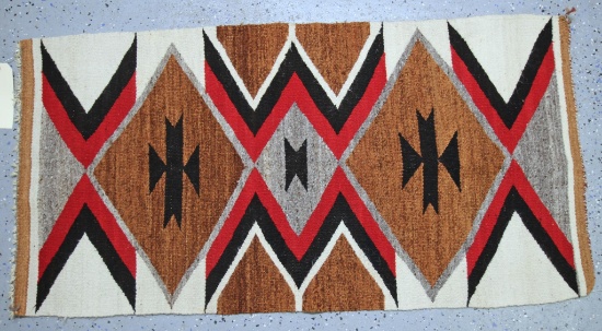 Native American Indian Navajo Woven Rug, Germantown Pattern, Circa 1930's, 40" x 21"...