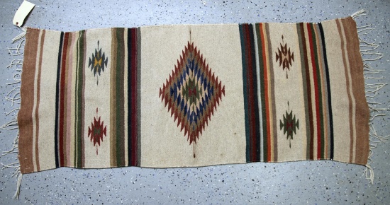 Native American Indian Navajo Woven Rug or Runner, Late 19th Century, 58" x 23"...
