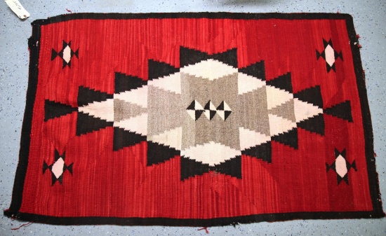 Native American Indian Navajo Woven Rug, Ganado Pattern, Circa 1930's,...65" x 40"