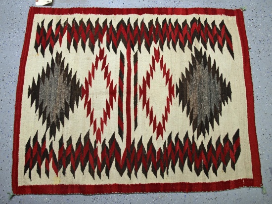 Native American Indian Transitional Navajo Woven Rug, Circa 1880's, 51" x 39"...