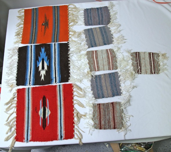 Native American Indian Navajo Small Weavings, 3 10" x 10", 6 5" x 5"...