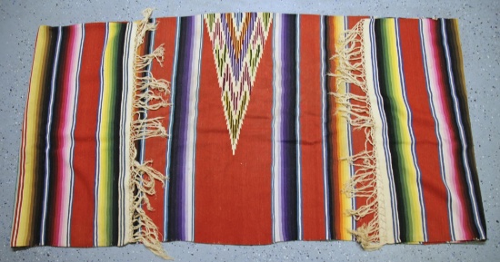 Two Old... Mexican Woven Throws, Approximately 92" x 84" each, Folded in Photo...