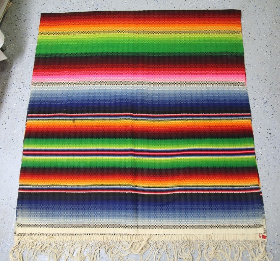 Two Old Mexican Woven Throws, Approximately 92" x 84" each, Folded in Photo...