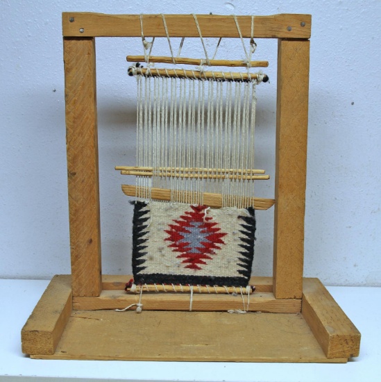 Native American Indian Navajo Sampler of Woven Rug and Loom...