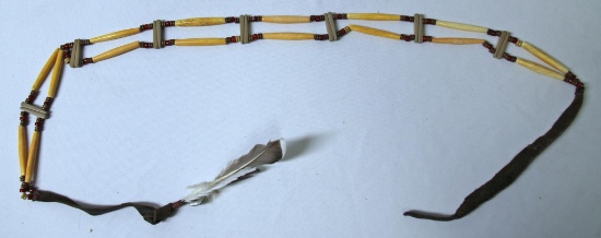 Contemporary Native American Indian Real Bone Hair Pipe Belt, 32" Long...