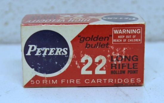 Full Vintage Box Peters .22 LR Hollow Point Cartridges Ammunition...