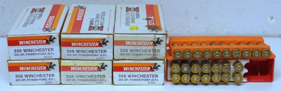 6 Partial Boxes Winchester .356 Winchester 200 Gr. Power-Point SP Cartridges Ammunition - 88 Total